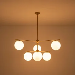Funky Linear Sputnik Opal Glass Globe Tier Bubble Chandelier