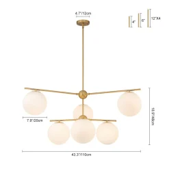Funky Linear Sputnik Opal Glass Globe Tier Bubble Chandelier