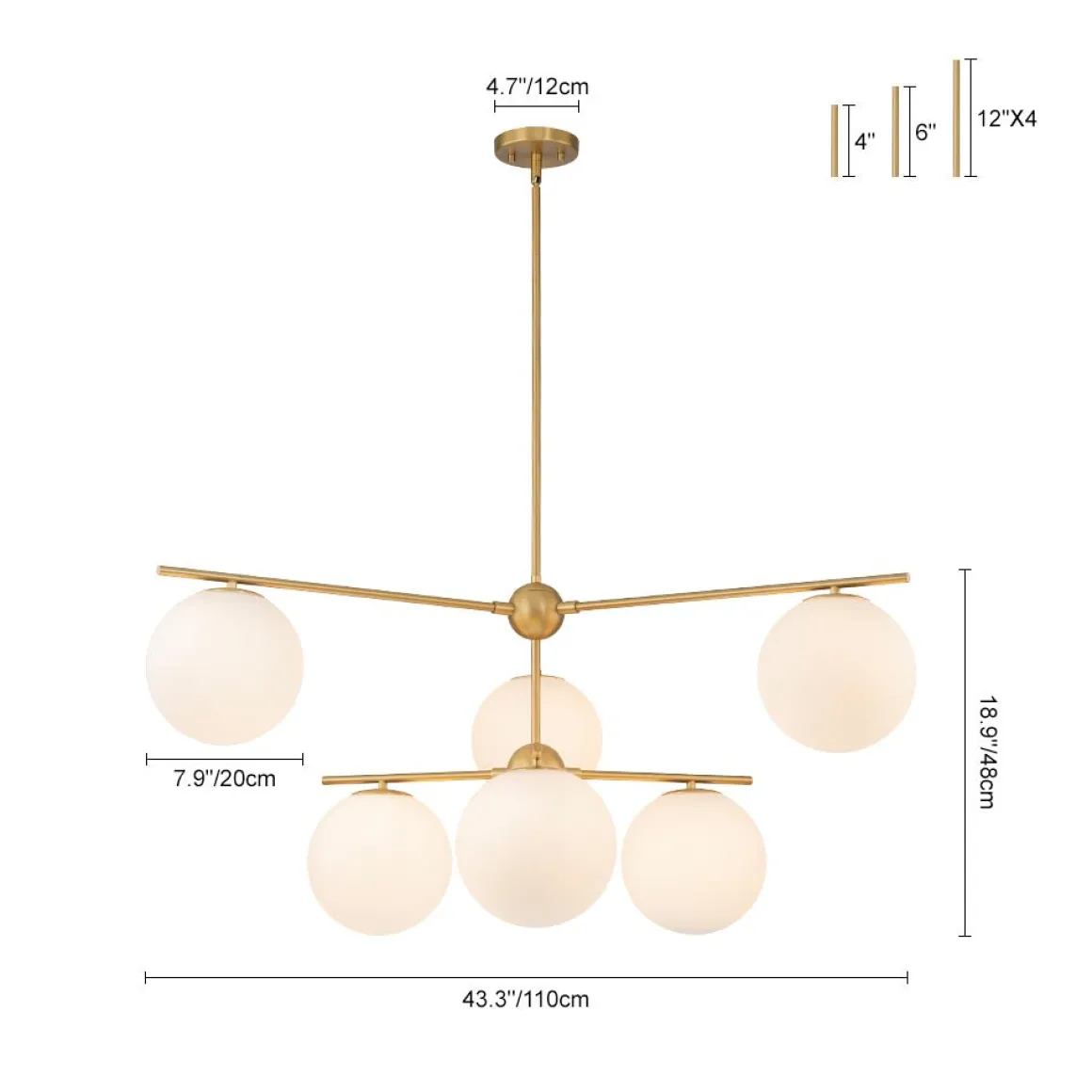 Funky Linear Sputnik Opal Glass Globe Tier Bubble Chandelier