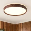 Geometric Wood Style Dimmable LED Flush Mount Light