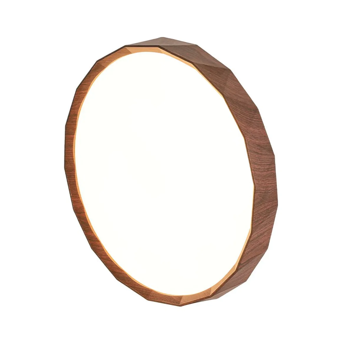 Geometric Wood Style Dimmable LED Flush Mount Light