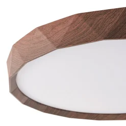 Geometric Wood Style Dimmable LED Flush Mount Light