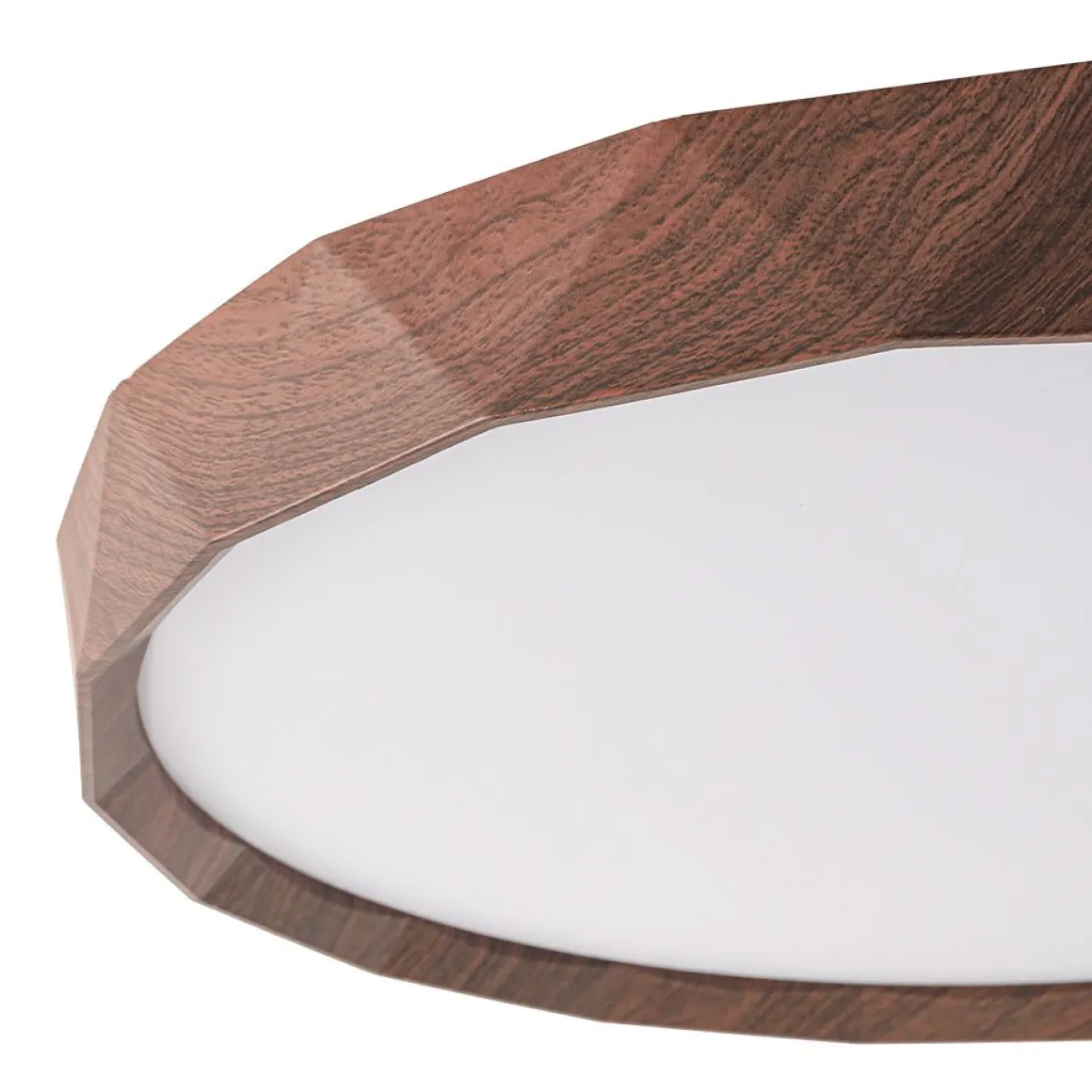 Geometric Wood Style Dimmable LED Flush Mount Light