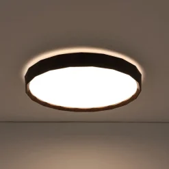Geometric Wood Style Dimmable LED Flush Mount Light