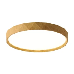 Geometric Wood Style Dimmable LED Flush Mount Light
