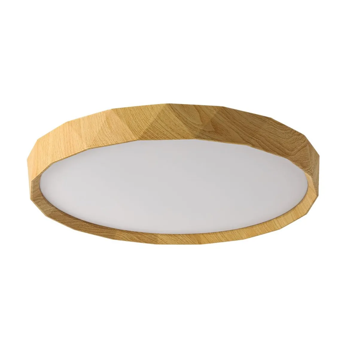 Geometric Wood Style Dimmable LED Flush Mount Light