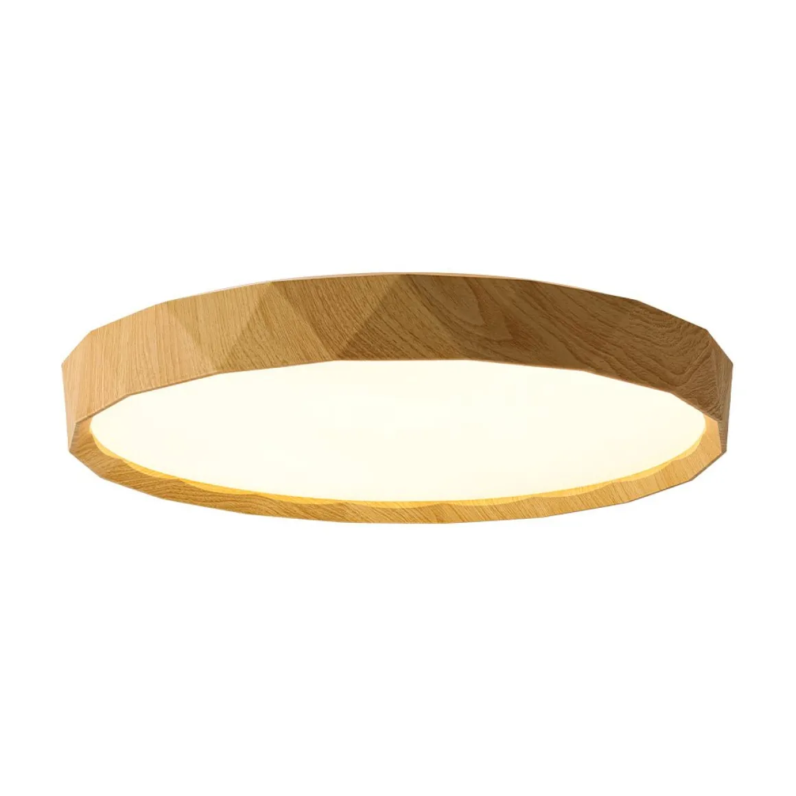 Geometric Wood Style Dimmable LED Flush Mount Light