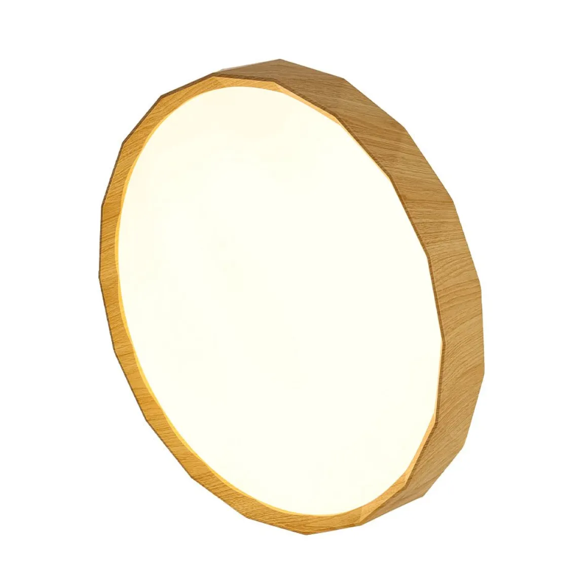 Geometric Wood Style Dimmable LED Flush Mount Light