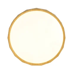 Geometric Wood Style Dimmable LED Flush Mount Light