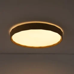 Geometric Wood Style Dimmable LED Flush Mount Light