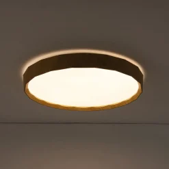 Geometric Wood Style Dimmable LED Flush Mount Light
