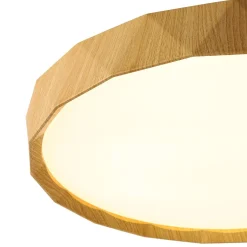Geometric Wood Style Dimmable LED Flush Mount Light