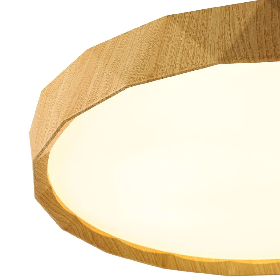 Geometric Wood Style Dimmable LED Flush Mount Light