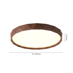 Geometric Wood Style Dimmable LED Flush Mount Light