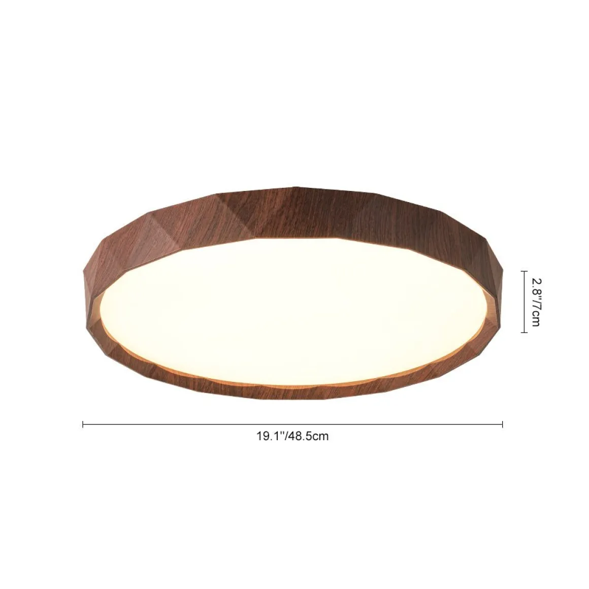 Geometric Wood Style Dimmable LED Flush Mount Light