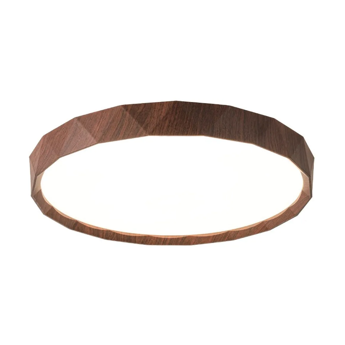 Geometric Wood Style Dimmable LED Flush Mount Light