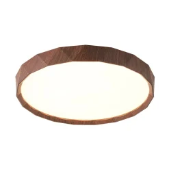 Geometric Wood Style Dimmable LED Flush Mount Light
