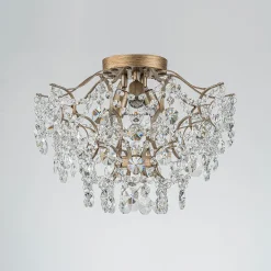 Glam Bloom Draped Crystal Accented Semi Flush Mount
