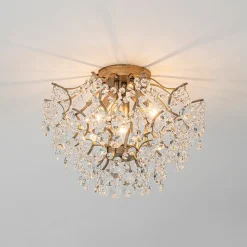 Glam Bloom Draped Crystal Accented Semi Flush Mount