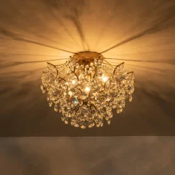 Glam Bloom Draped Crystal Accented Semi Flush Mount
