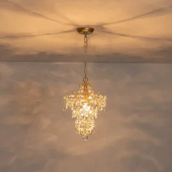 Glam Bloom Floral Crystal Accented Cage Pendant Light