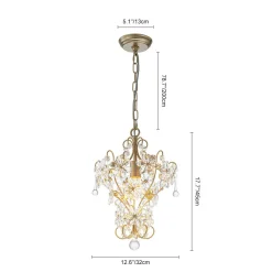 Glam Bloom Floral Crystal Accented Cage Pendant Light
