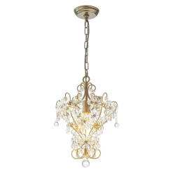 Glam Bloom Floral Crystal Accented Cage Pendant Light
