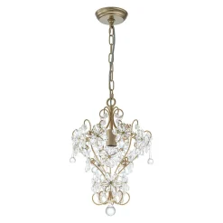 Glam Bloom Floral Crystal Accented Cage Pendant Light