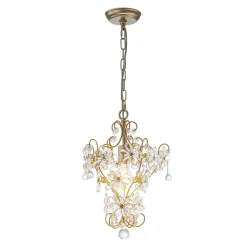 Glam Bloom Floral Crystal Accented Cage Pendant Light