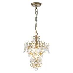 Glam Bloom Floral Crystal Accented Cage Pendant Light