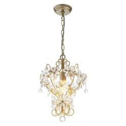 Glam Bloom Floral Crystal Accented Cage Pendant Light