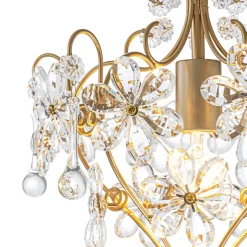 Glam Bloom Floral Crystal Accented Cage Pendant Light