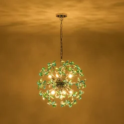 Glam Bloom Green Blue Crystal Flower Dandelion Chandelier