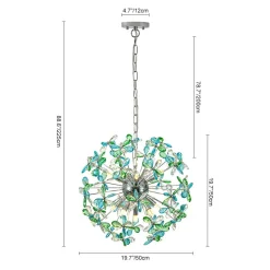 Glam Bloom Green Blue Crystal Flower Dandelion Chandelier