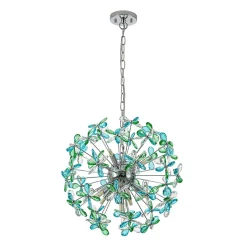 Glam Bloom Green Blue Crystal Flower Dandelion Chandelier