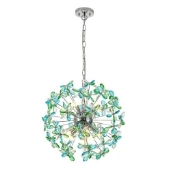 Glam Bloom Green Blue Crystal Flower Dandelion Chandelier