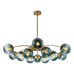 Glam Bloom 12-Light Blue Glass Bubble Semi Flush Chandelier