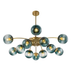 Glam Bloom 12-Light Blue Glass Bubble Semi Flush Chandelier