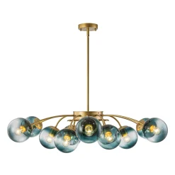 Glam Bloom 12-Light Blue Glass Bubble Semi Flush Chandelier
