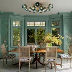 Glam Bloom 12-Light Blue Glass Bubble Semi Flush Chandelier