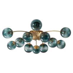 Glam Bloom 12-Light Blue Glass Bubble Semi Flush Chandelier