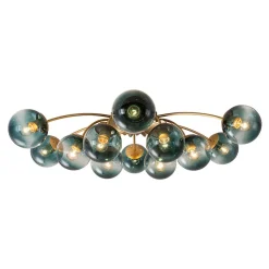 Glam Bloom 12-Light Blue Glass Bubble Semi Flush Chandelier