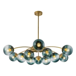 Glam Bloom 12-Light Blue Glass Bubble Semi Flush Chandelier