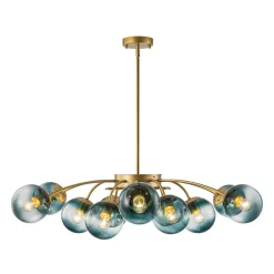 Glam Bloom 12-Light Blue Glass Bubble Semi Flush Chandelier