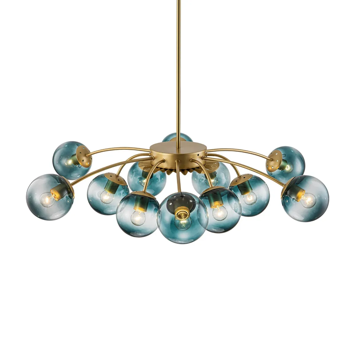 Glam Bloom 12-Light Blue Glass Bubble Semi Flush Chandelier