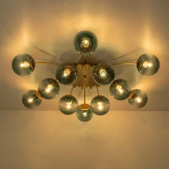 Glam Bloom 12-Light Blue Glass Bubble Semi Flush Chandelier