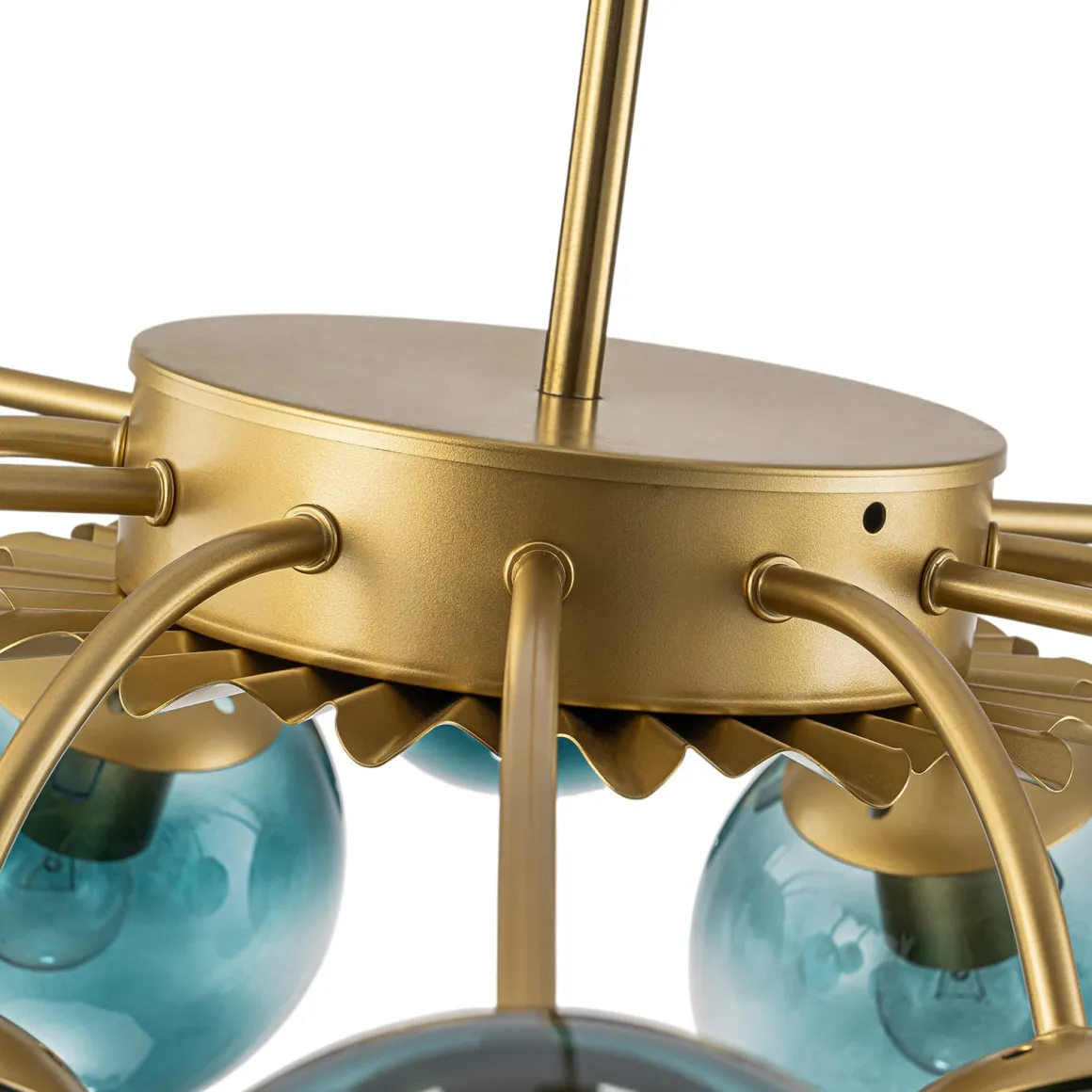 Glam Bloom 12-Light Blue Glass Bubble Semi Flush Chandelier