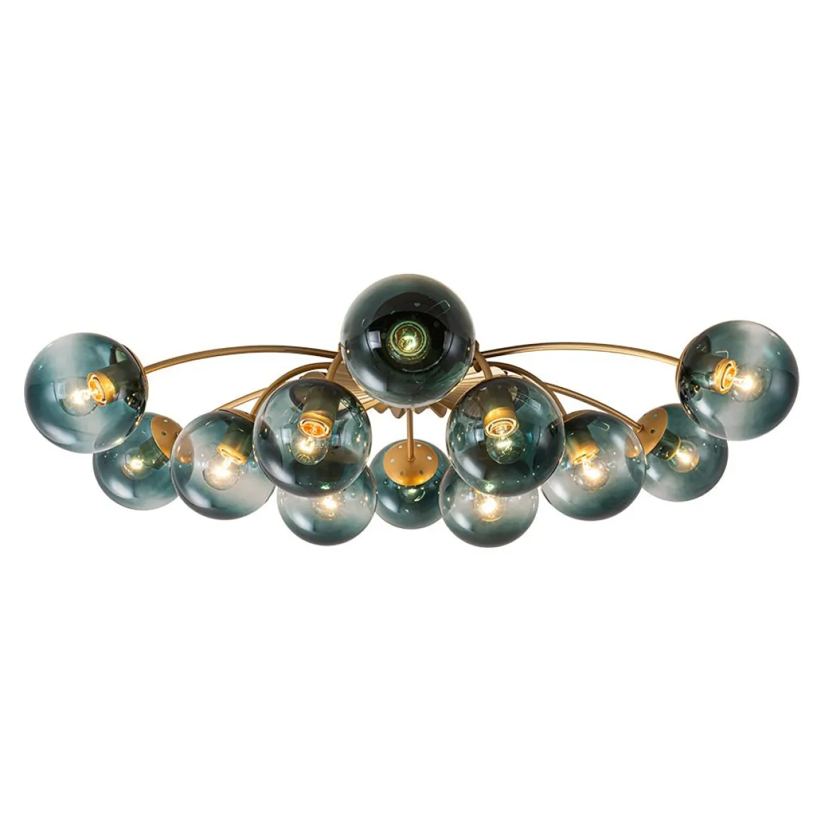 Glam Bloom 12-Light Blue Glass Bubble Semi Flush Chandelier
