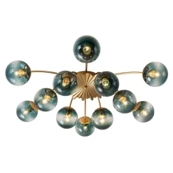 Glam Bloom 12-Light Blue Glass Bubble Semi Flush Chandelier