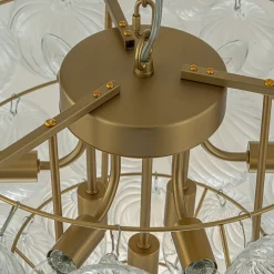 Glam Brass Cluster Ribbed Glass Globe Bubble Chandelier